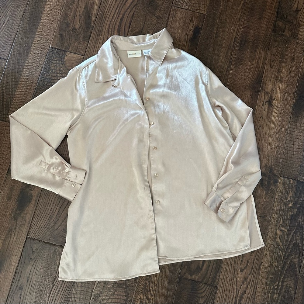 Vintage button down shirt - women’s champagne satin